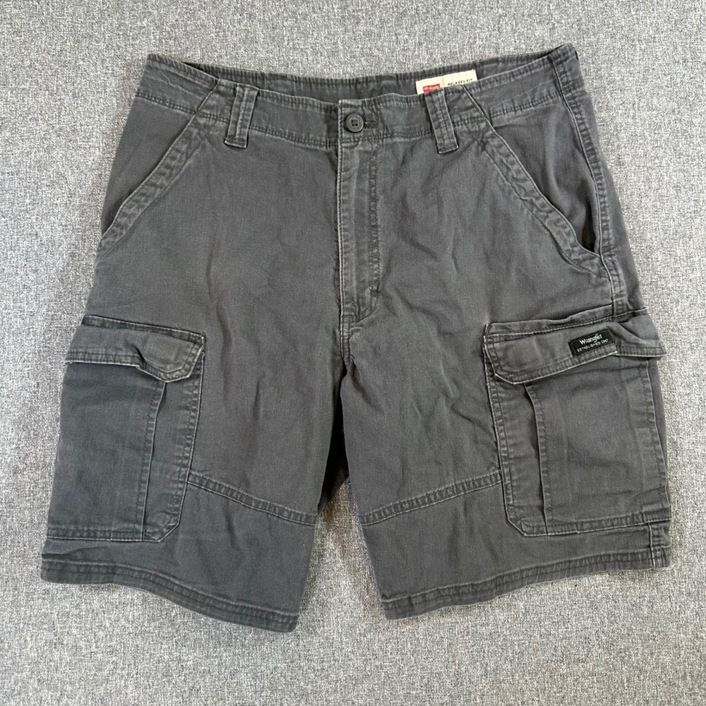 Wrangler Cargo Shorts Mens 34 Relaxed Fit Grey G6ACWAT Stretch Pocket